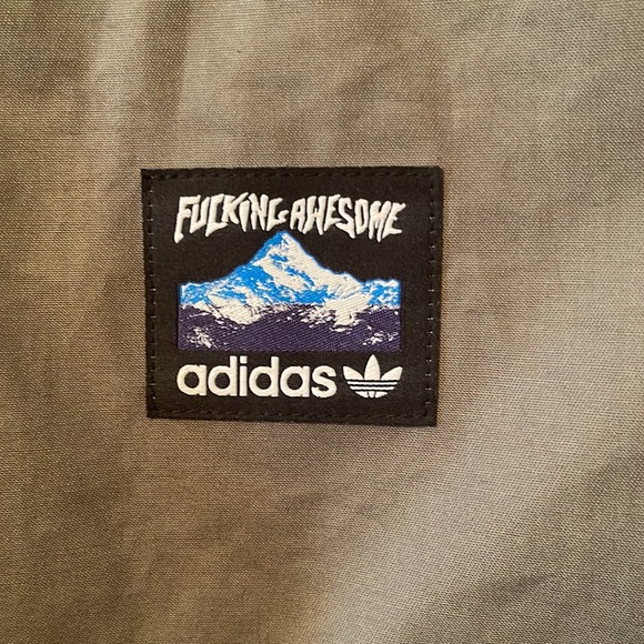 Men’s L Adidas fishing jacket with “F*cking Awesome” line rain poncho included - Picture 5 of 13